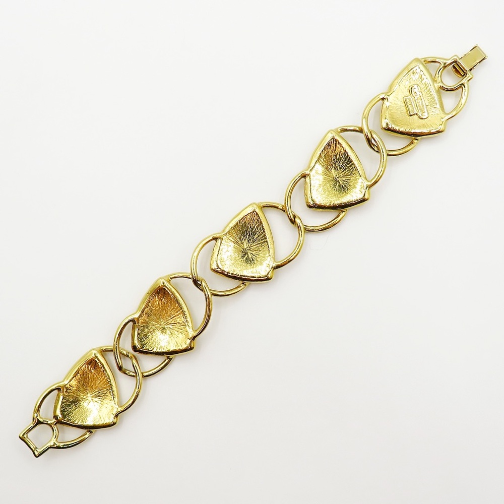 Kunio Matsumoto Trifari TM vintage gold tone enamel chunky necklace & bracelet - Picture 15 of 16